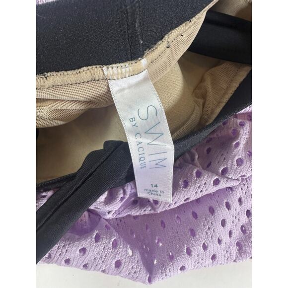 Swim Cacique Lane Bryant 2 Piece Swim Perforated Light Purple Size 14 Wireless - Picture 4 of 9